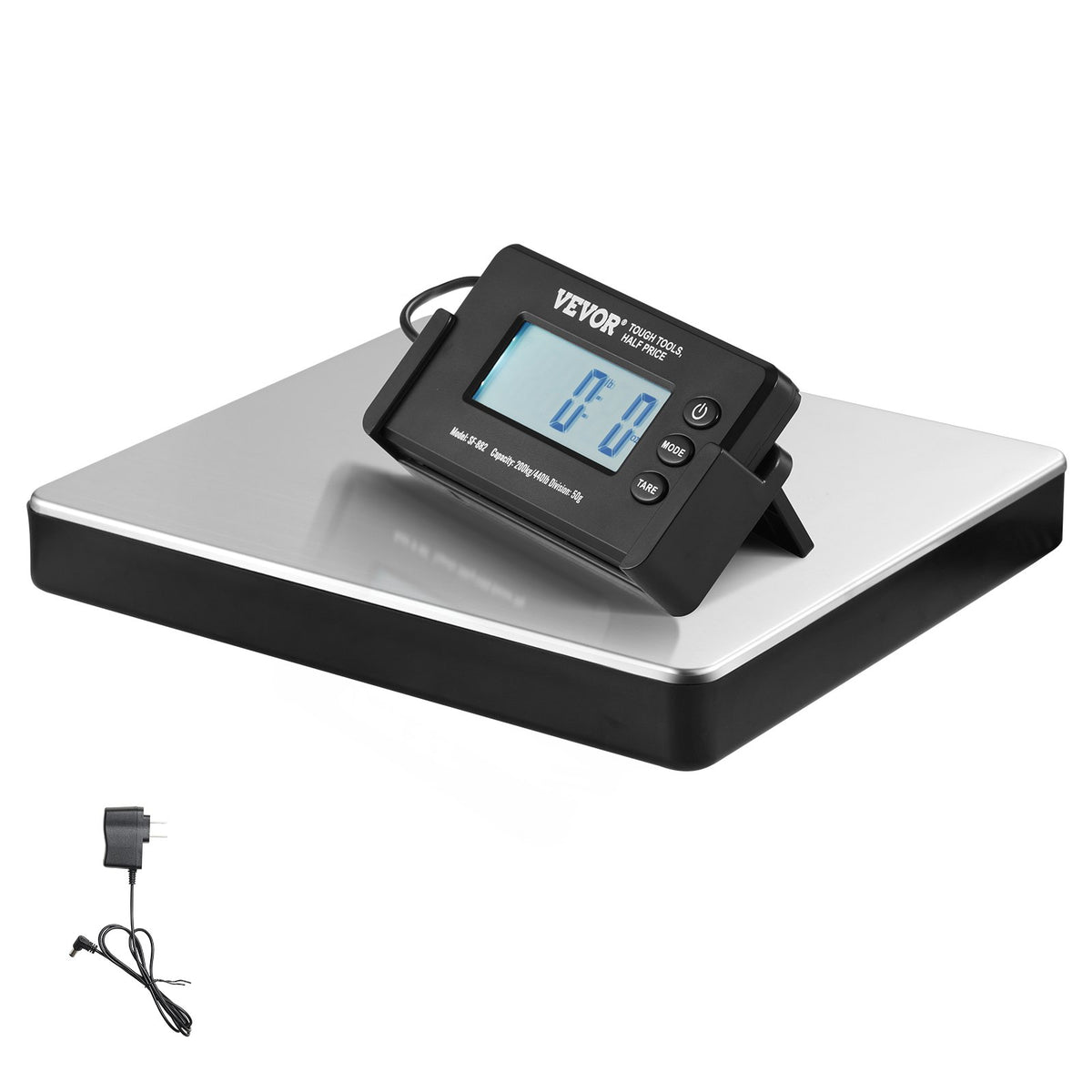 VEVOR Digital Postal Scale, 200 kg Capacity with 50 g Accuracy, AC/DC, LCD Display