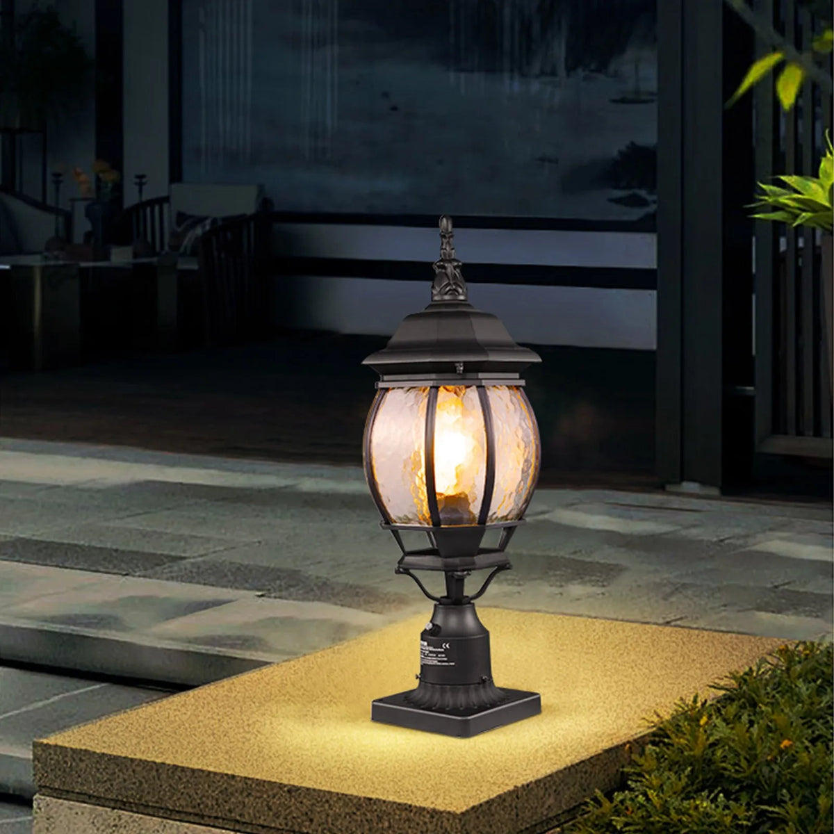 2 x Outdoor Lamps with Pole and Pedestal Mount, Automatic Light Control from Dusk to Dawn, 530 mm