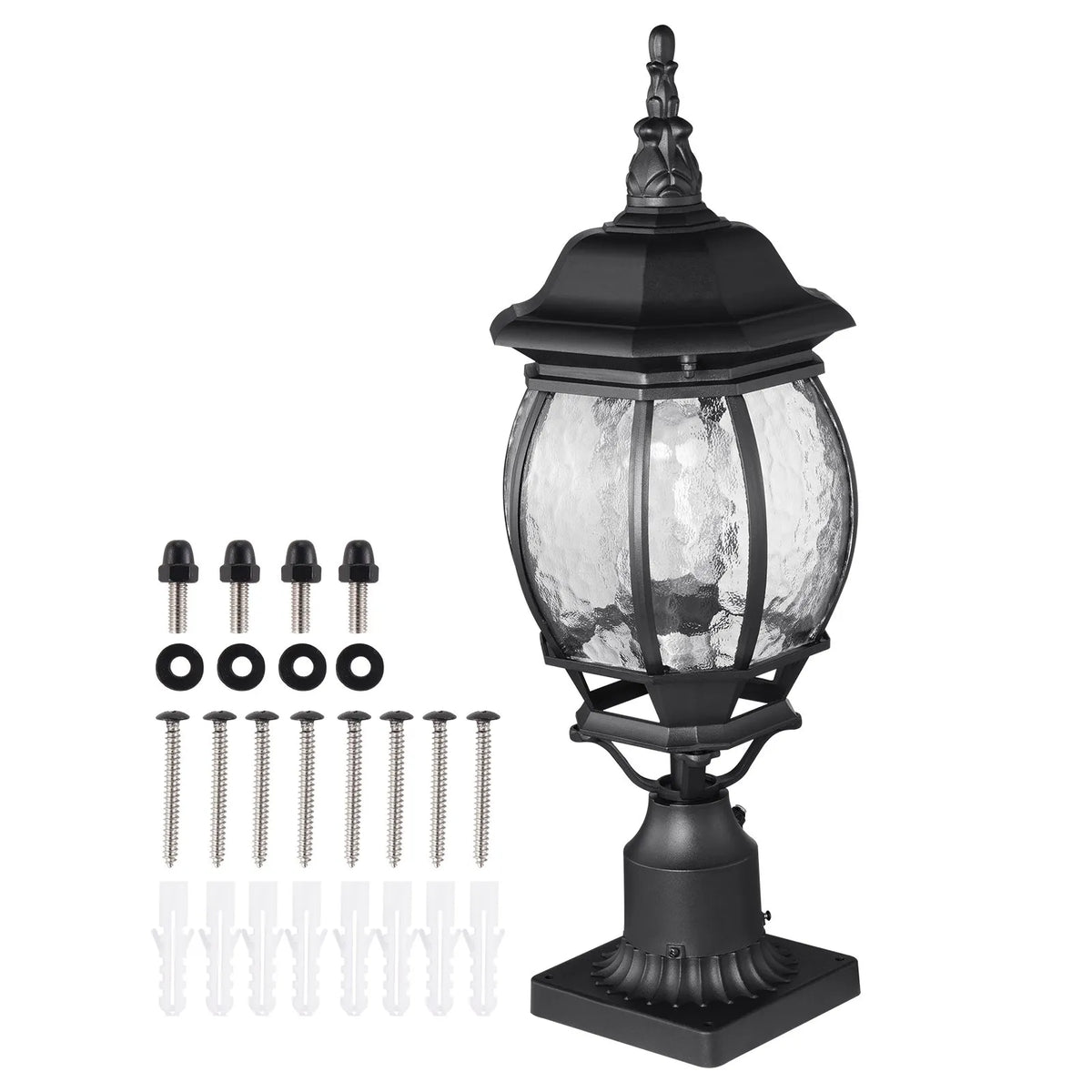2 x Outdoor Lamps with Pole and Pedestal Mount, Automatic Light Control from Dusk to Dawn, 530 mm