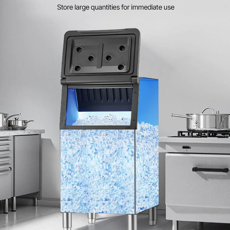 Komerciālais ledus uzglabāšanas konteiners, 136 kg ietilpība, ar regulējamām neslīdošām gumijas kājām, piemērots restorāniem, viesnīcām un dzērienu tirdzniecības vietām