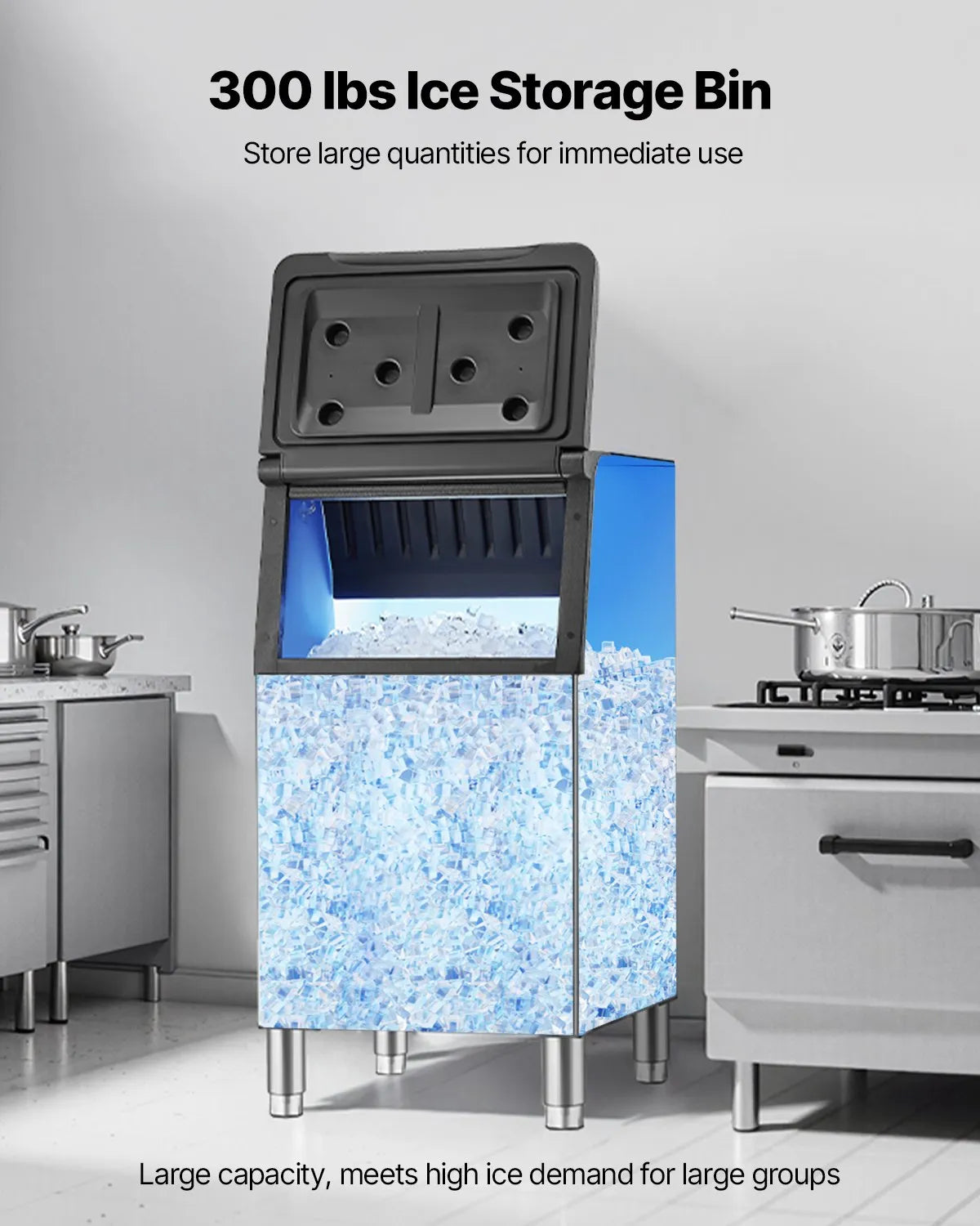 VEVOR Commercial Ice Storage Bin 136 kg with Adjustable Non-Slip Feet