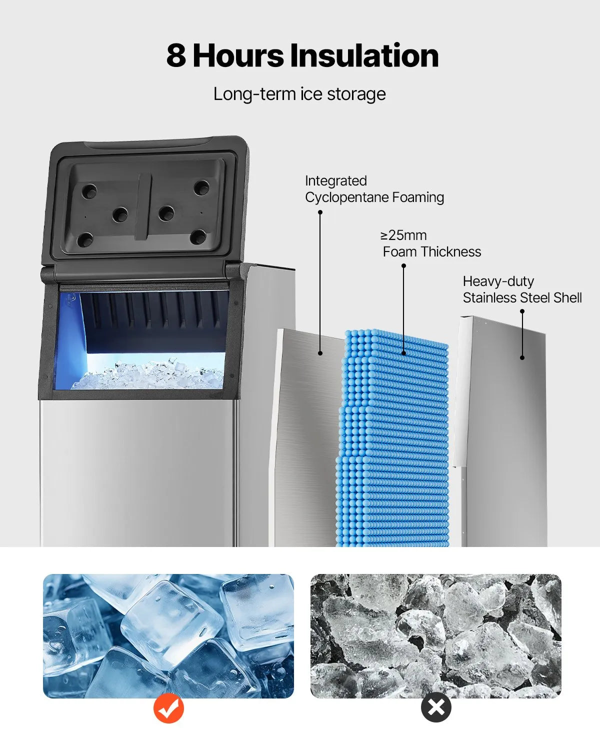 VEVOR Commercial Ice Storage Bin 136 kg with Adjustable Non-Slip Feet