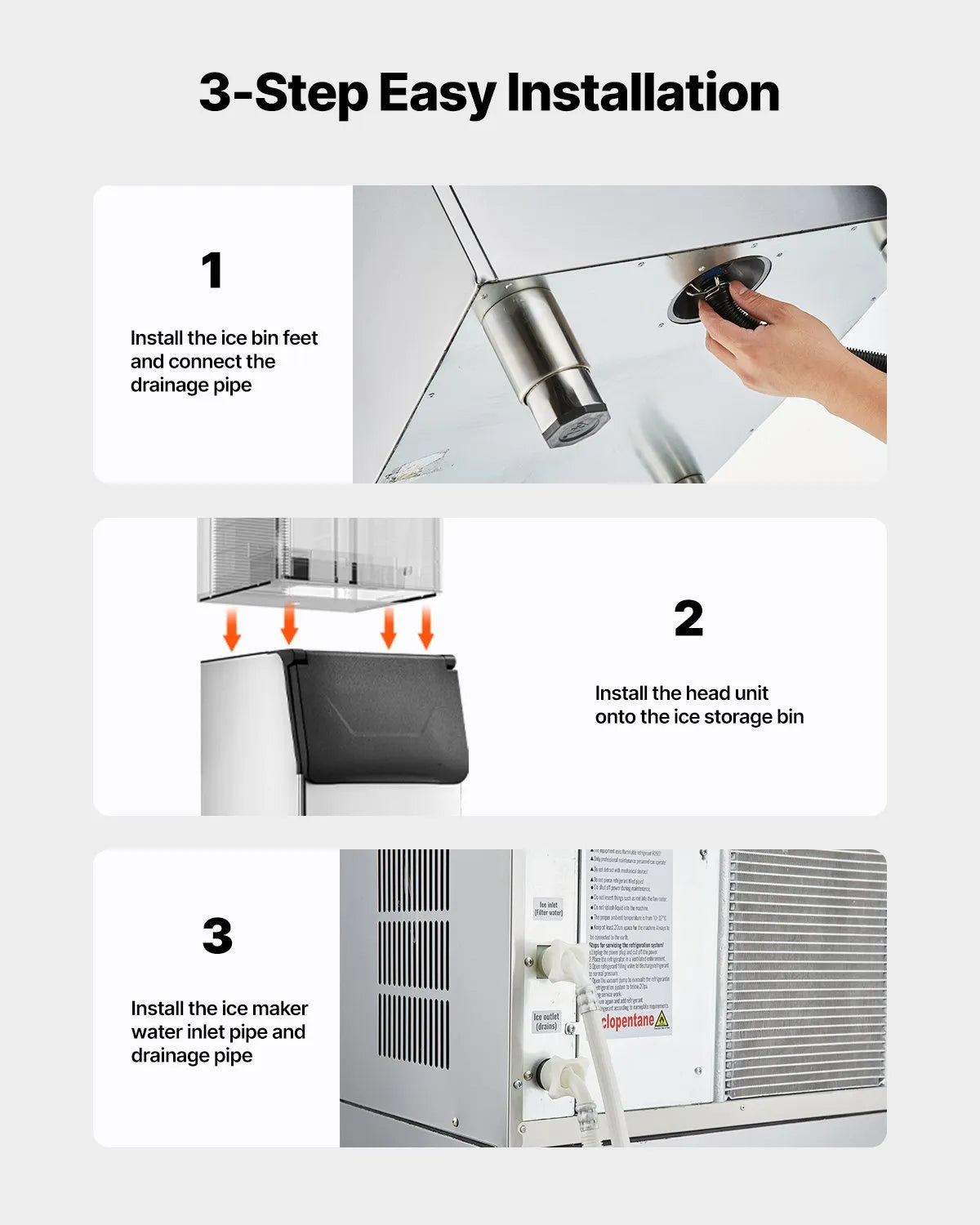 VEVOR Commercial Ice Storage Bin 136 kg with Adjustable Non-Slip Feet