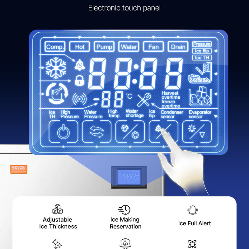 VEVOR komerciālais ledus pagatavotājs 360 lbs/dienā pašattīrīšanās ledus mašīna