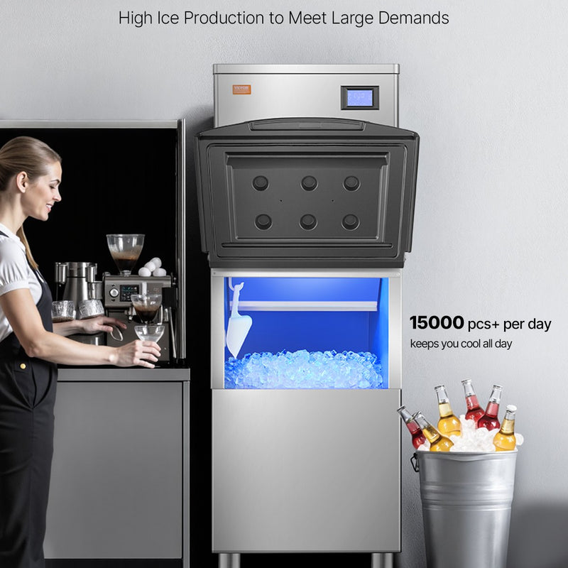VEVOR komerciālais ledus ražotājs 181 kg/dienā pašattīroša mašīna