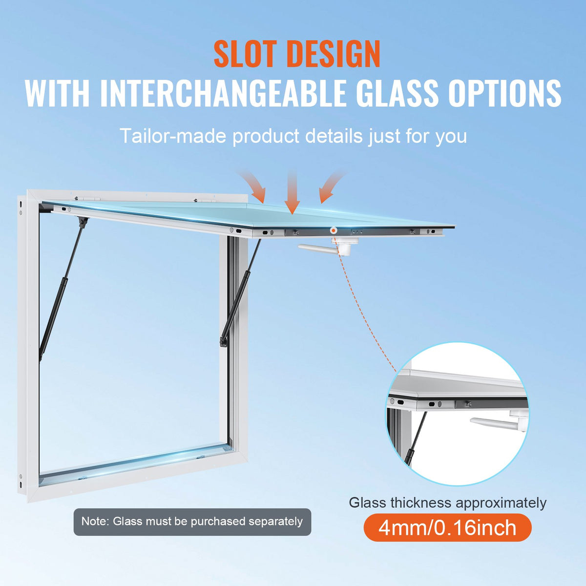 VEVOR Service Window 91 × 91 cm with Canopy, Mobile Feeding and Trailers