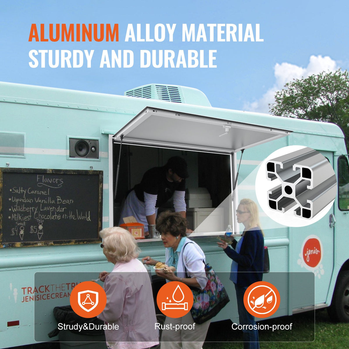VEVOR Service Window 91 × 91 cm with Canopy, Mobile Feeding and Trailers