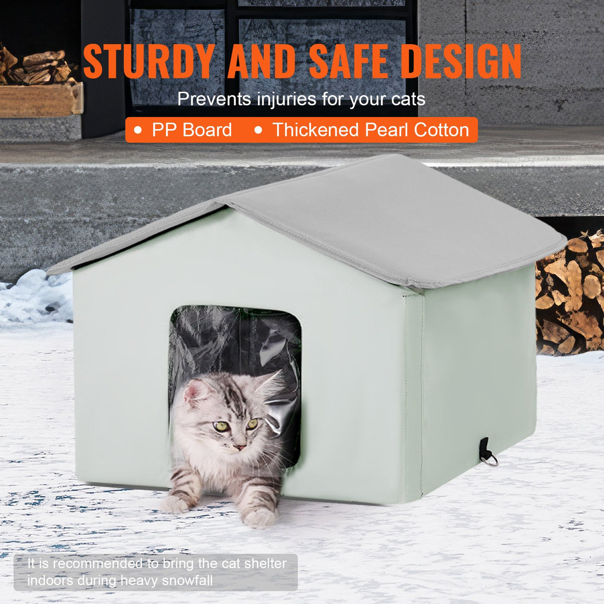 VEVOR Heated Foldable Cat House with Heating Pad, M (49 × 39 cm), Green