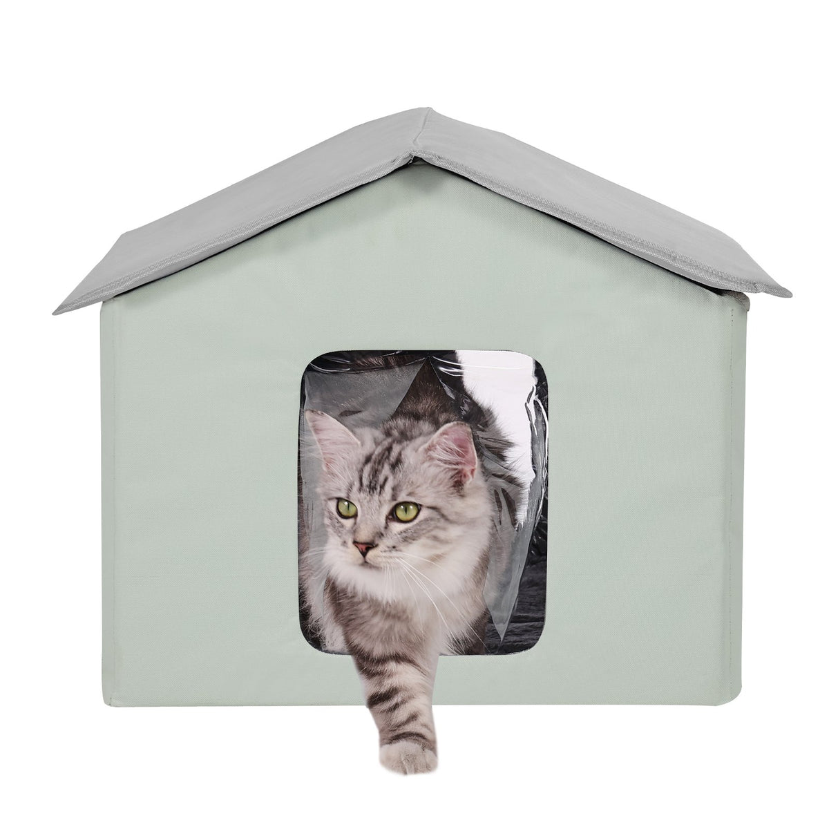 VEVOR Heated Foldable Cat House with Heating Pad, M (49 × 39 cm), Green