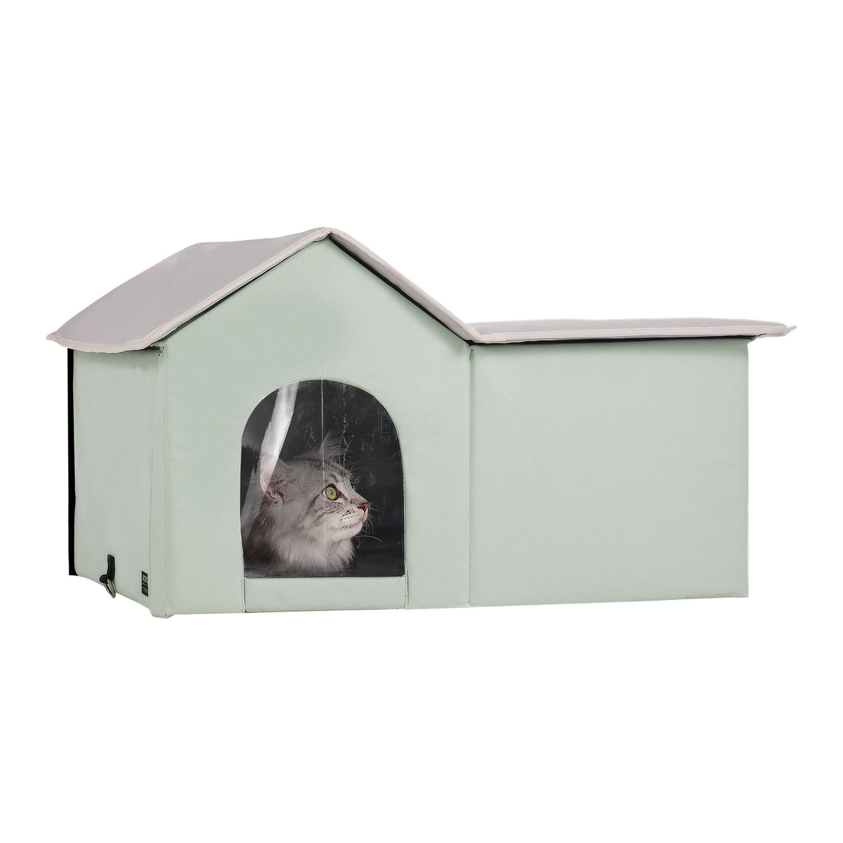 VEVOR Heated Foldable Cat House with Heating Pad, L (63 × 58 cm), Green