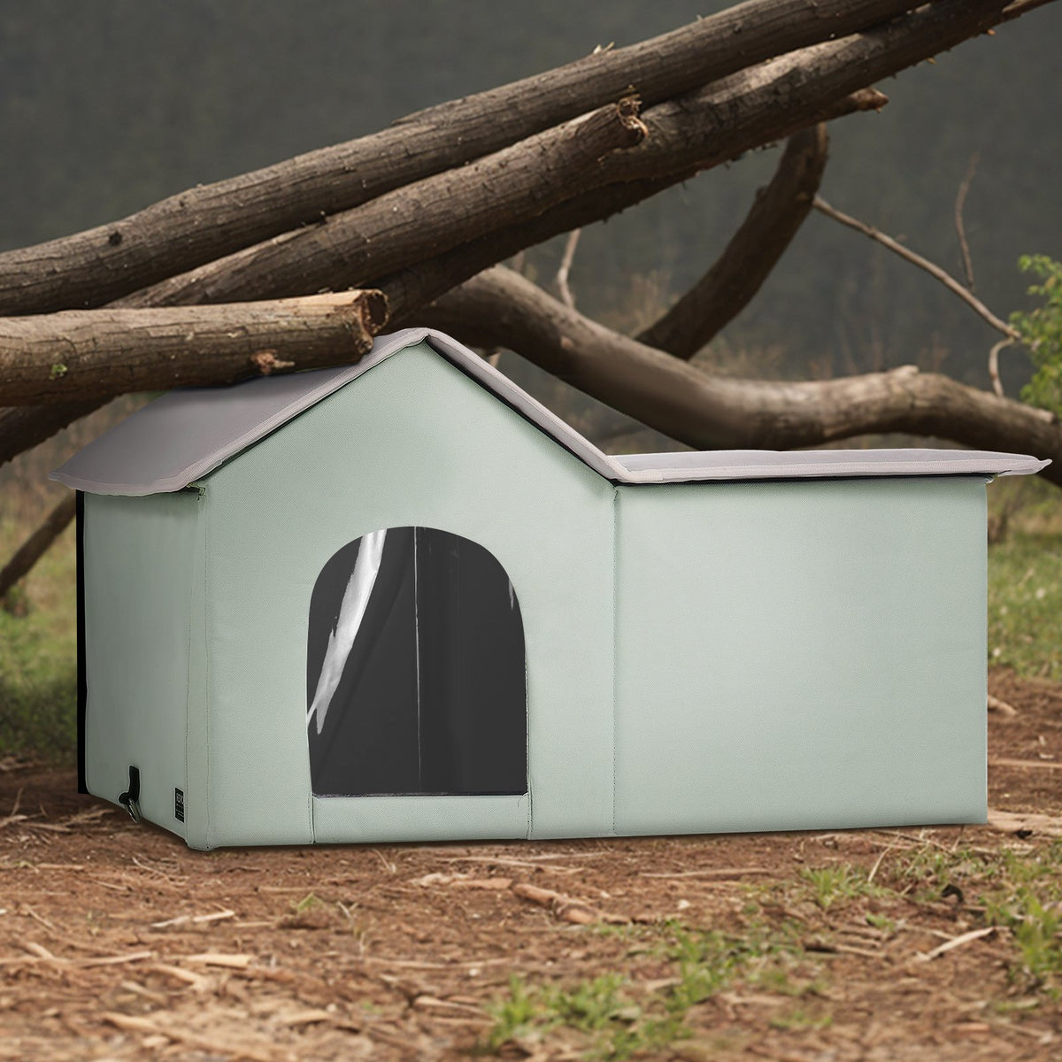 VEVOR Heated Foldable Cat House with Heating Pad, L (63 × 58 cm), Green