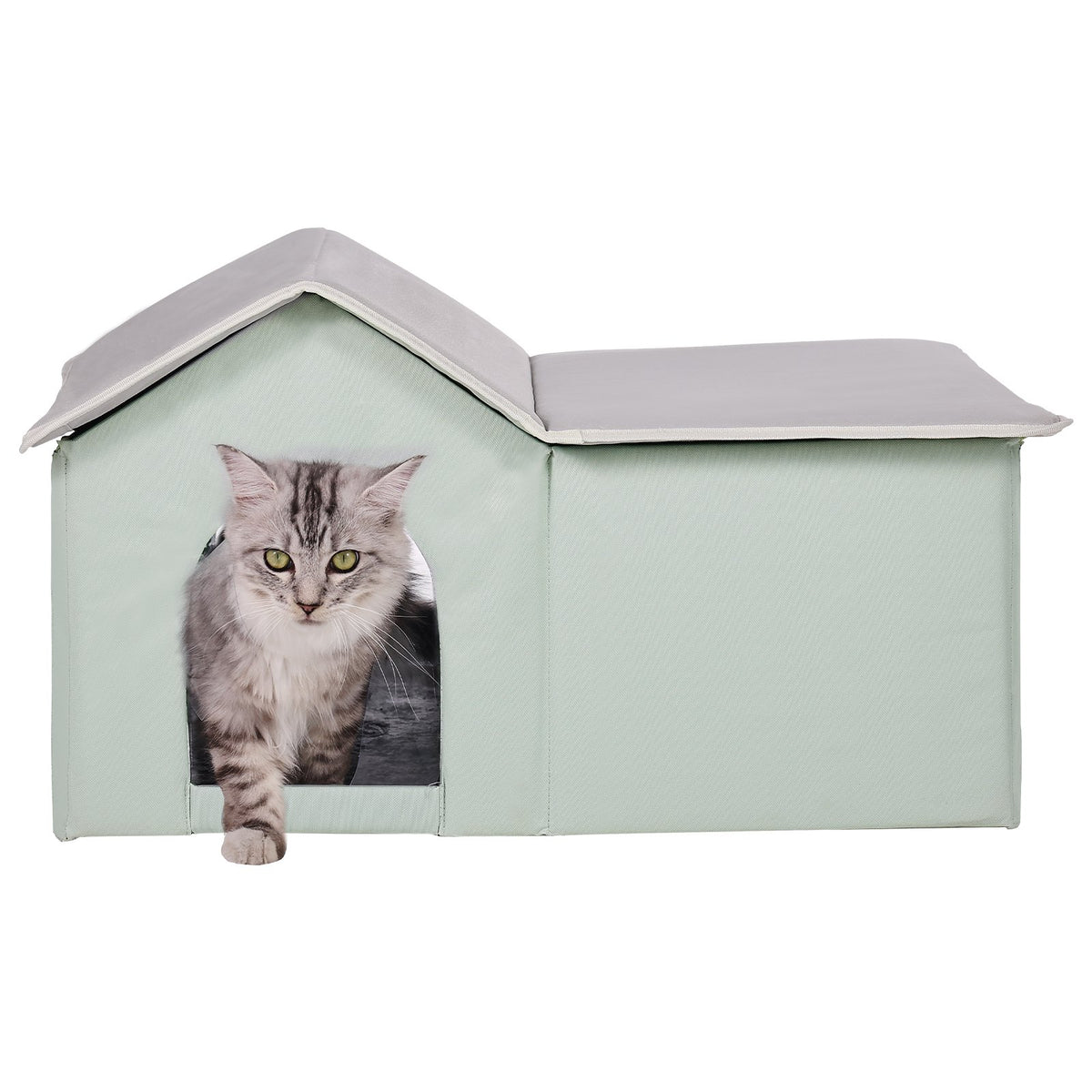 VEVOR Heated Foldable Cat House with Heating Pad, L (63 × 58 cm), Green