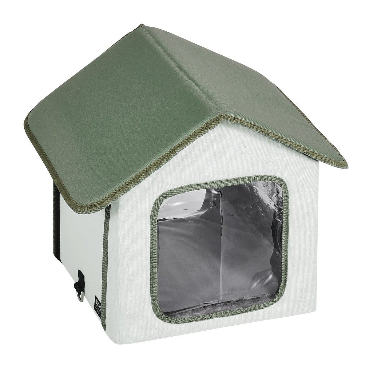 VEVOR Heated Outdoor Cat House with Heating Pad and Timer, S (35 × 30 cm), Green