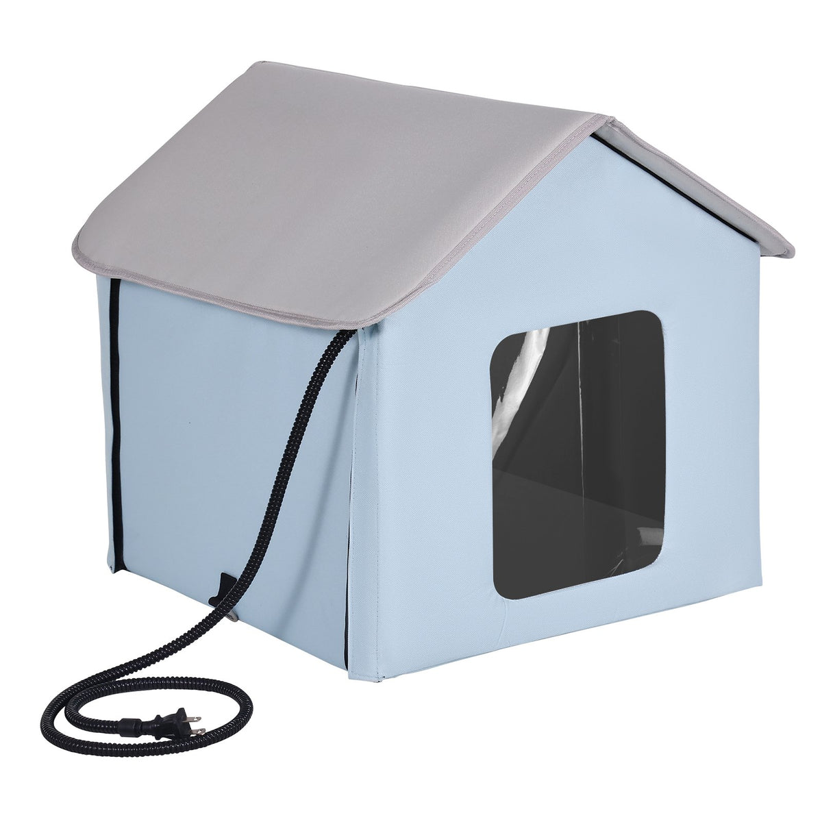 VEVOR Heated Foldable Cat House with Heating Pad, S (49 × 39 cm), Blue