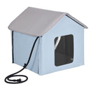 VEVOR saliekama apsildāma kaķu mājiņa ar sildpaliktni, zila, maza izmēra