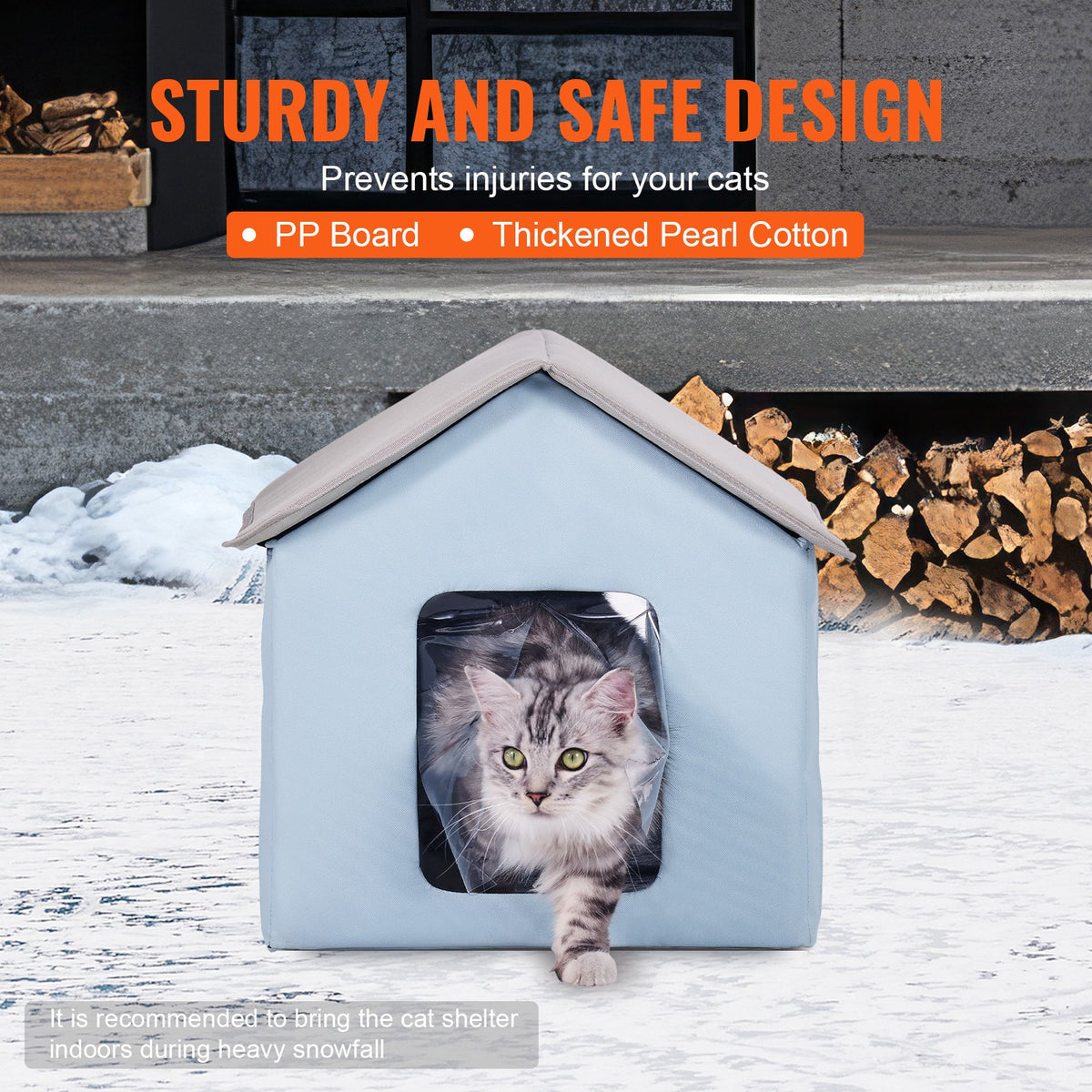 VEVOR Heated Foldable Cat House with Heating Pad, S (49 × 39 cm), Blue