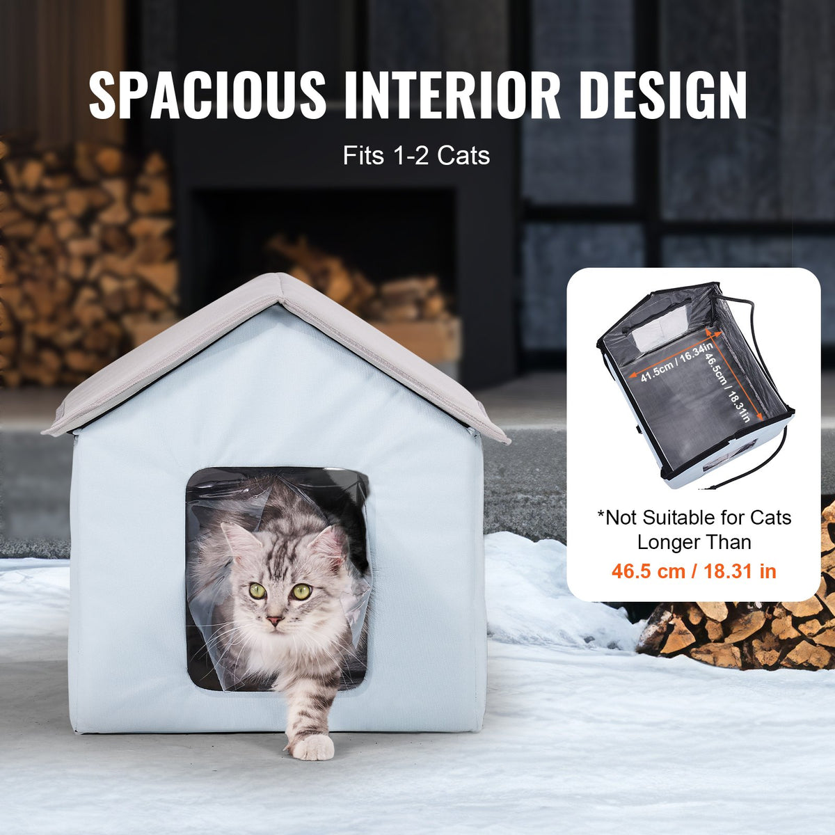 VEVOR Heated Foldable Cat House with Heating Pad, S (49 × 39 cm), Blue