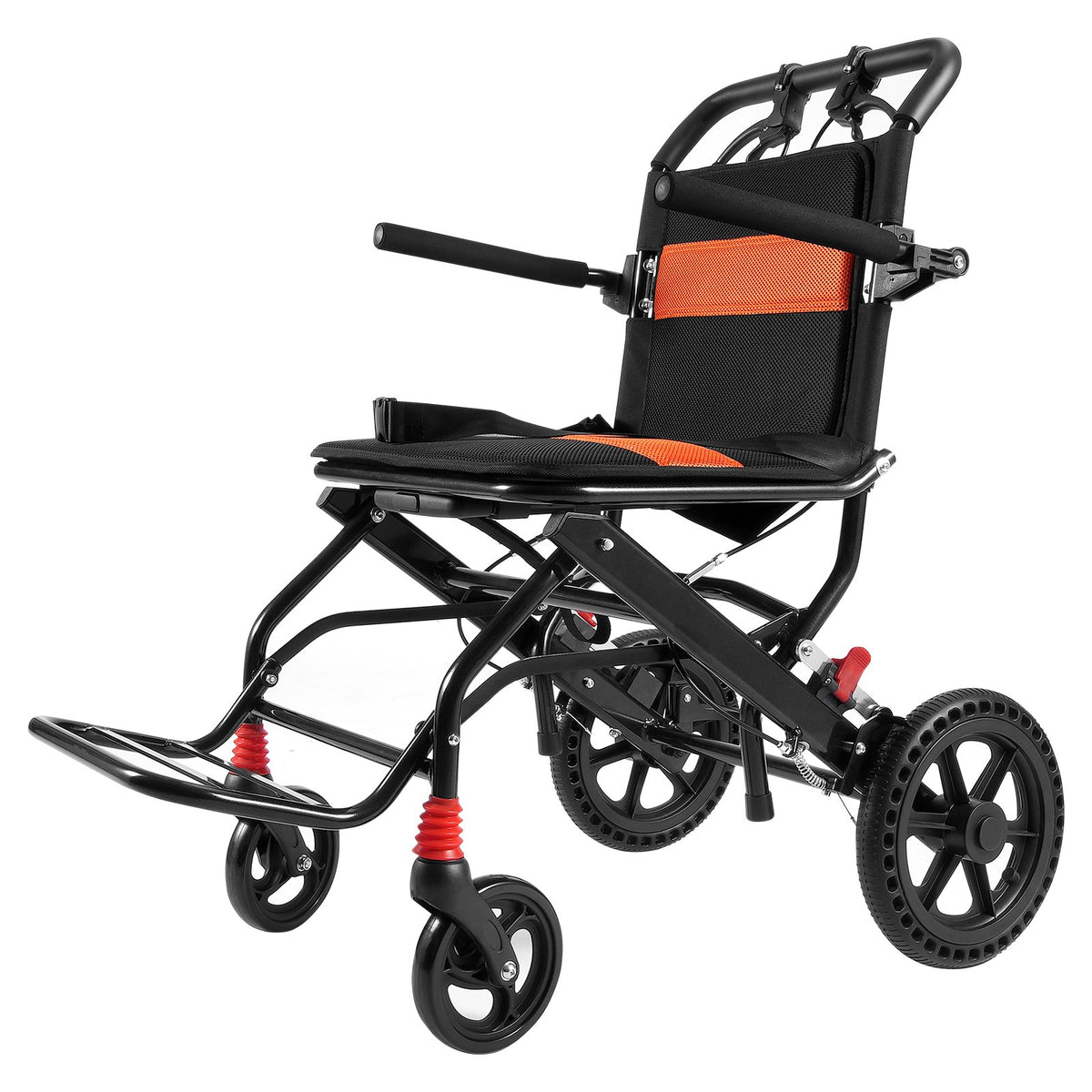 VEVOR transporta ratiņkrēsls no alumīnija sakausējuma, salokāms, sēdekļa platums 45,7 cm, slodze līdz 99,8 kg - ZEMLETES.LV
