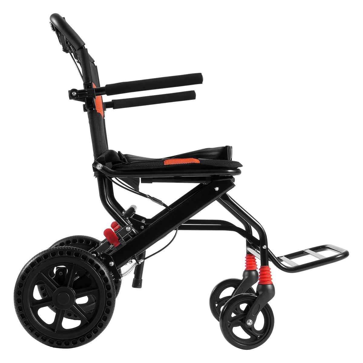 VEVOR transporta ratiņkrēsls no alumīnija sakausējuma, salokāms, sēdekļa platums 45,7 cm, slodze līdz 99,8 kg - ZEMLETES.LV