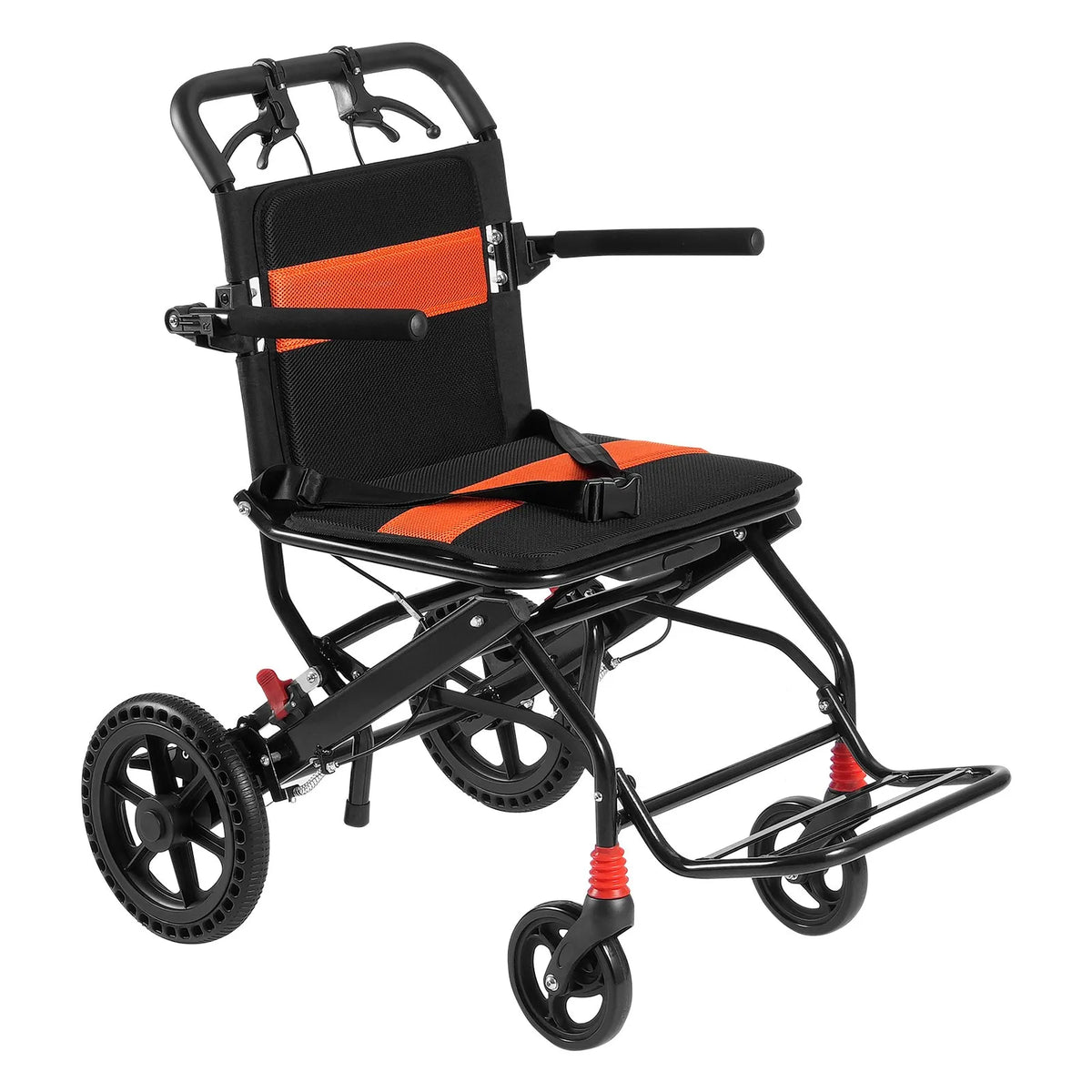 VEVOR transporta ratiņkrēsls no alumīnija sakausējuma, salokāms, sēdekļa platums 45,7 cm, slodze līdz 99,8 kg - ZEMLETES.LV