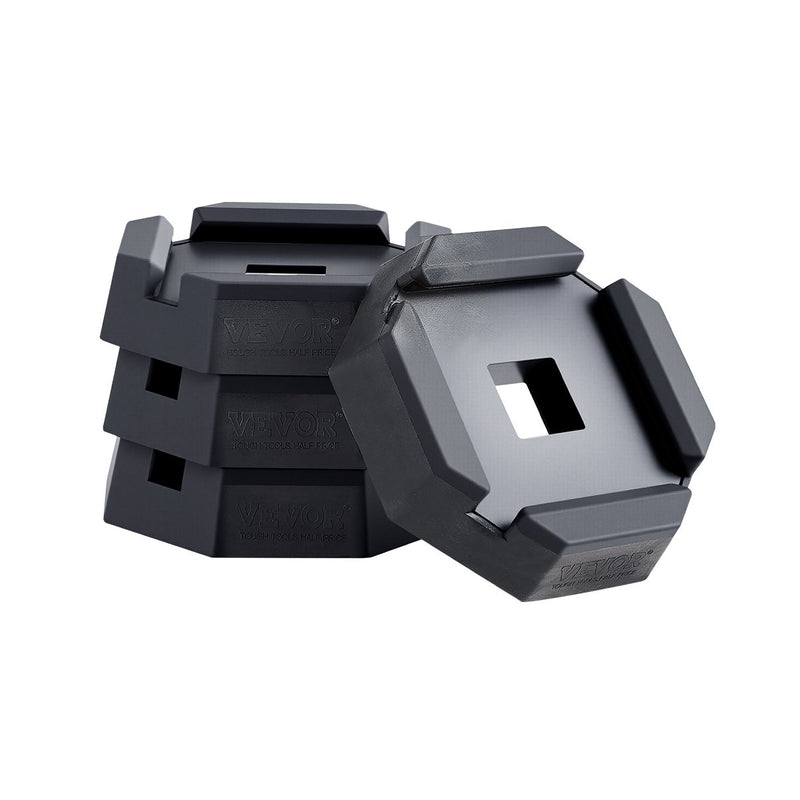 VEVOR RV izlīdzināšanas paliktņi 4 gab., gumijas domkrata balsta paliktņi 2268 kg, 20,3 x 20,3 cm, piemēroti 14 x 14 cm kvadrātveida domkrata kājām, kemperiem, piekabēm un A/C klases dzīvojamajiem automobiļiem