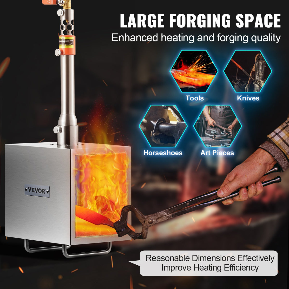 VEVOR Portable Propane Forge with 1 Burner, 1433 °C, for Metalworking and Knife Forging