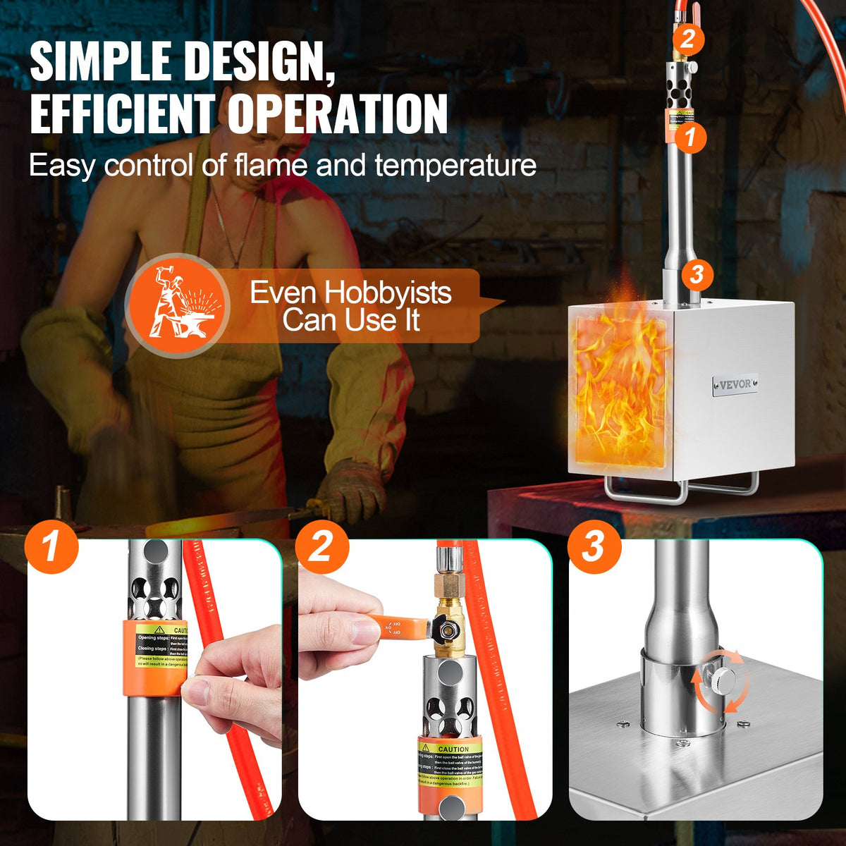 VEVOR Portable Propane Forge with 1 Burner, 1433 °C, for Metalworking and Knife Forging
