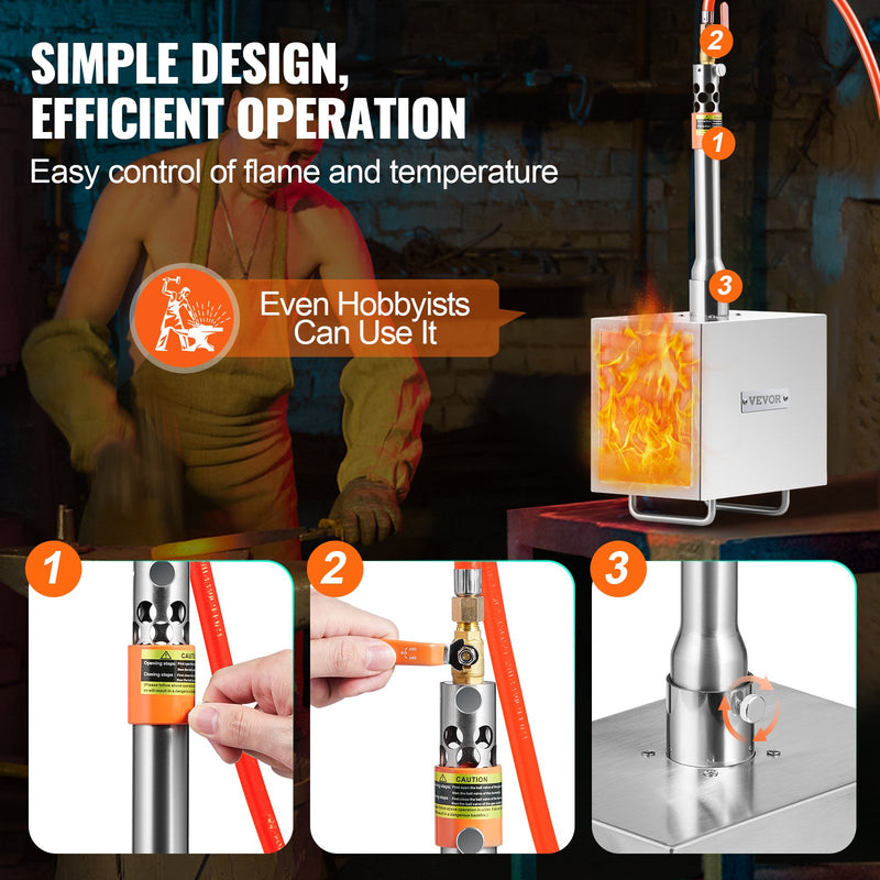 VEVOR Pārnēsājamais propāna kalējs ar 1 degli, 1427°C, metālapstrādei un nažu kalšanai