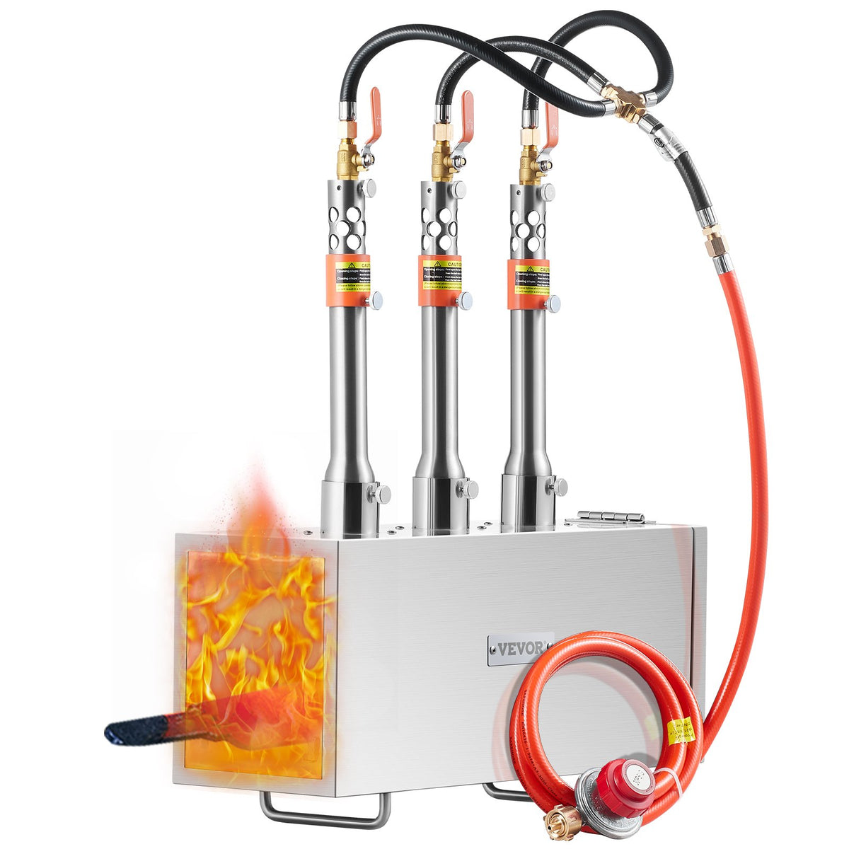 VEVOR Portable Propane Forge with 3 Burners, 1433 °C, for Metalworking and Knife Forging