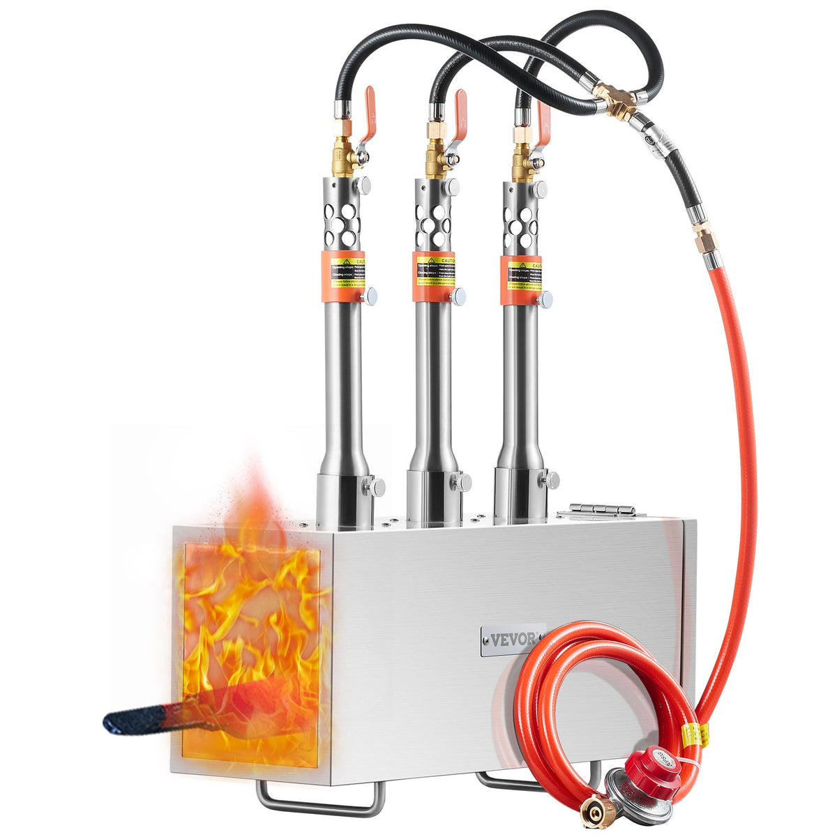 VEVOR Portable Propane Forge with 3 Burners, 1427 °C, for Metalworking and Knife Forging