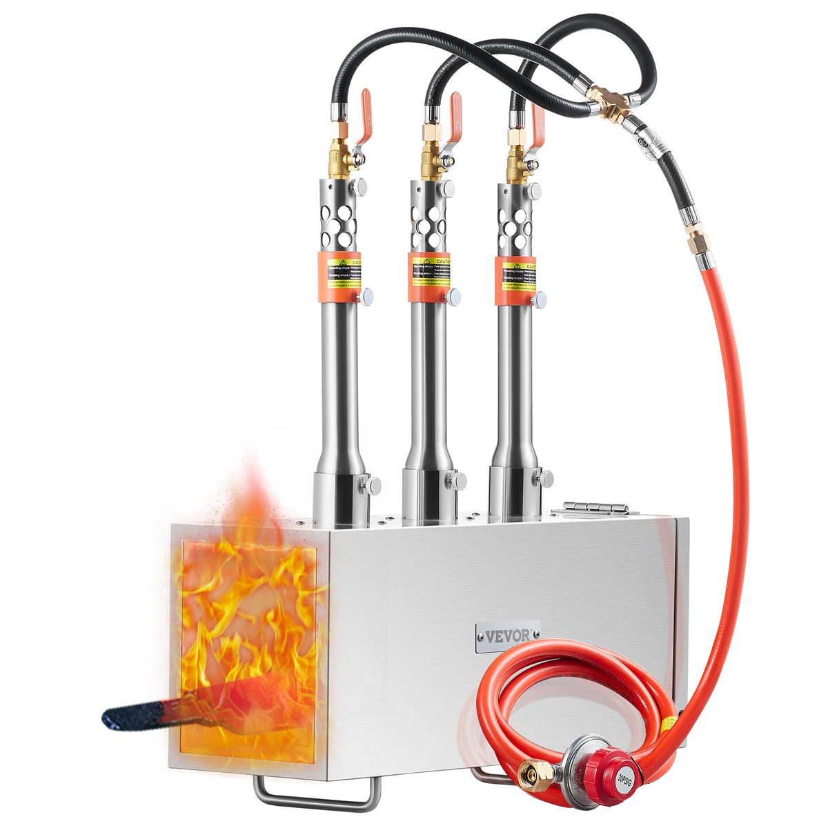 VEVOR Portable Propane Forge with 3 Burners, 1433 °C, for Metalworking and Knife Forging, Second Model