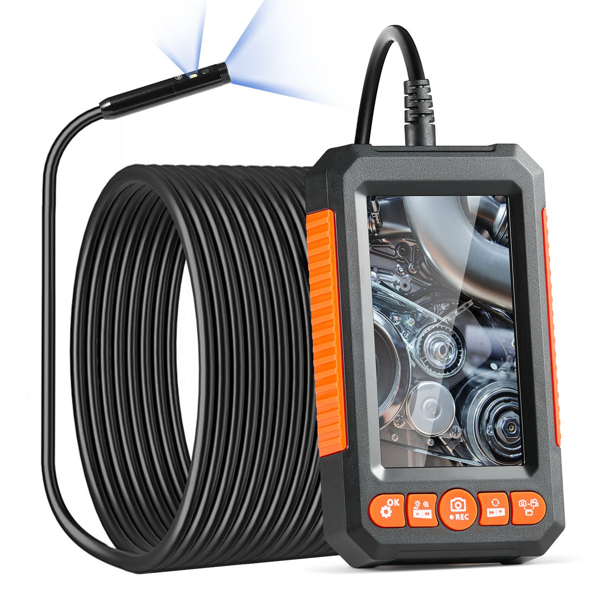 VEVOR Endoscope Camera with Illumination, Dual Lens Borescope, 15 m Cable, 10.9 cm Screen