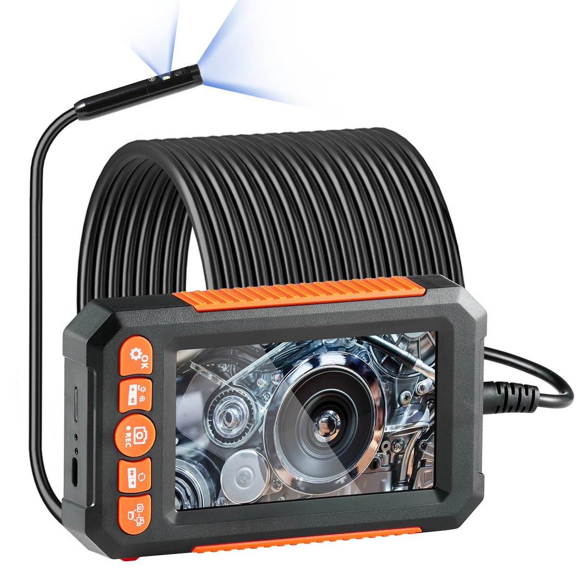 VEVOR Endoscope Camera with Illumination, Dual Lens Borescope, 15 m Cable, 10.9 cm Screen