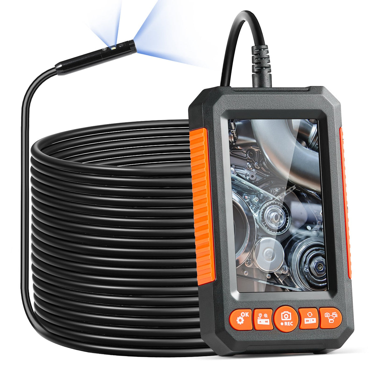 VEVOR Endoscope Camera with Illumination, Dual Lens Borescope, 15 m Cable, 10.9 cm Screen