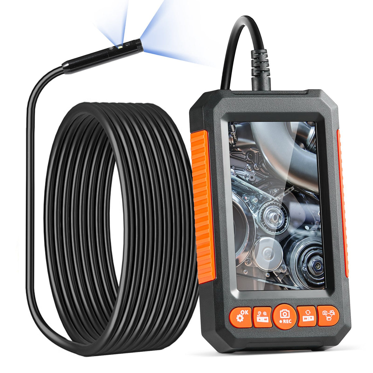 VEVOR Endoscope Camera with Illumination, Dual Lens Borescope, 1.5 m Cable, 10.9 cm Screen