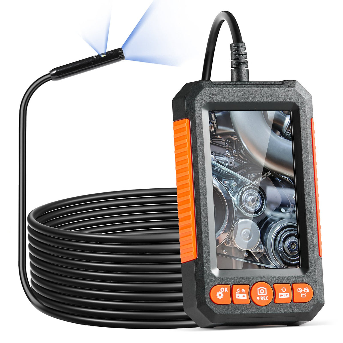 VEVOR Endoscope Camera with Illumination, Dual Lens Borescope, 1.5 m Cable, 10.9 cm Screen