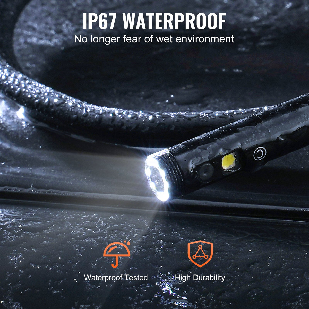 VEVOR Endoscope Camera with Illumination, Dual Lens Borescope, 1.5 m Cable, 10.9 cm Screen