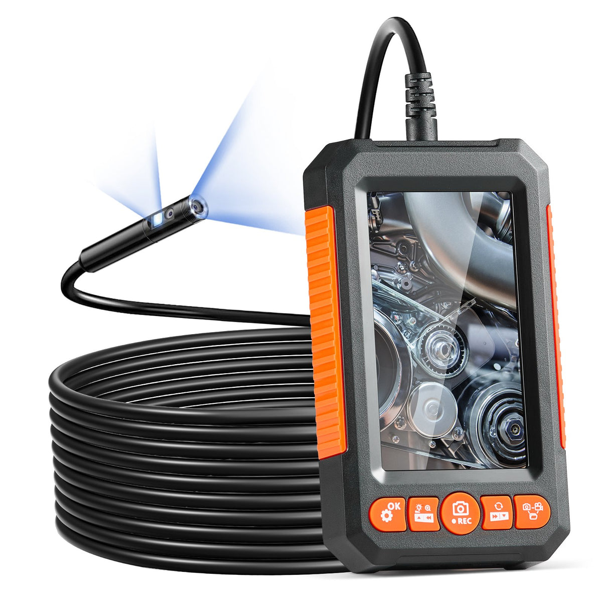 VEVOR Endoscope Camera with Illumination, Dual Lens Borescope, 1.5 m Cable, 10.9 cm Screen