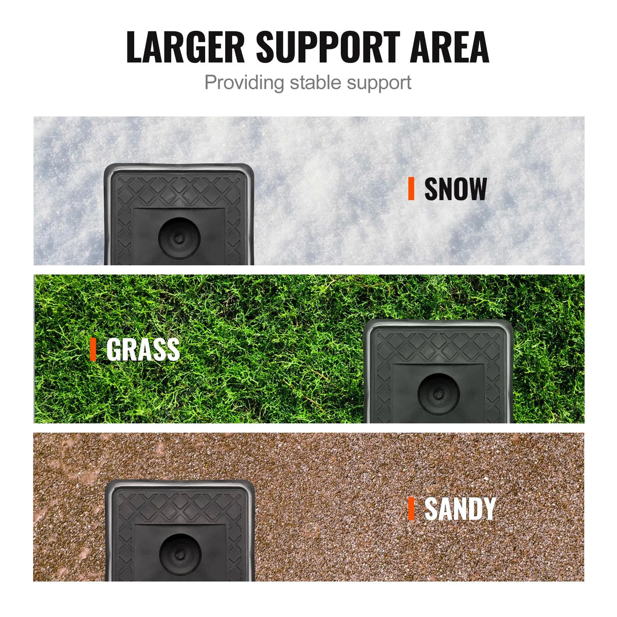 VEVOR Trailer Jack Pad Set, 2721 kg Load Capacity Per Pad, High-Quality Polypropylene RV Stabiliser Pads for Trailers and Campers, Suitable for Jacks, Stands and Fifth Wheel Trailers, 4 Pieces