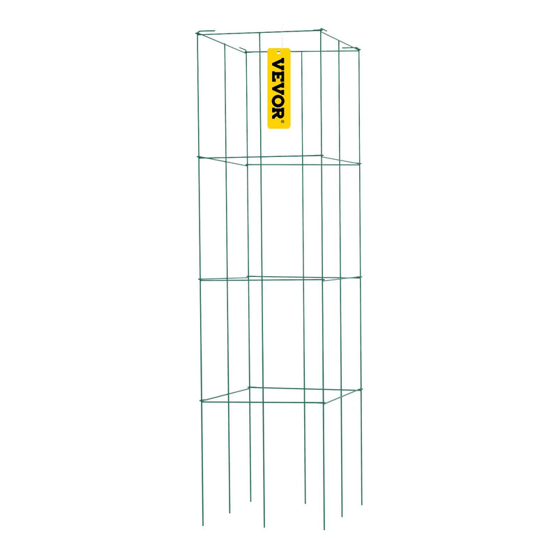 Tomātu balsti, 37 x 37 x 100 cm, 6 komplekti kvadrātveida augu balstu režģi, zaļi PVC pārklāti tērauda torņi kāpjošiem dārzeņiem, augiem, ziediem un augļiem
