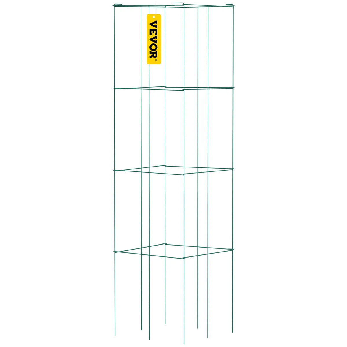 Tomato Supports, 30 x 30 x 117 cm, 10 Sets Square Plant Support Grid, Green PVC Coated Steel Towers for Climbing Vegetables, Plants, Flowers and Fruits