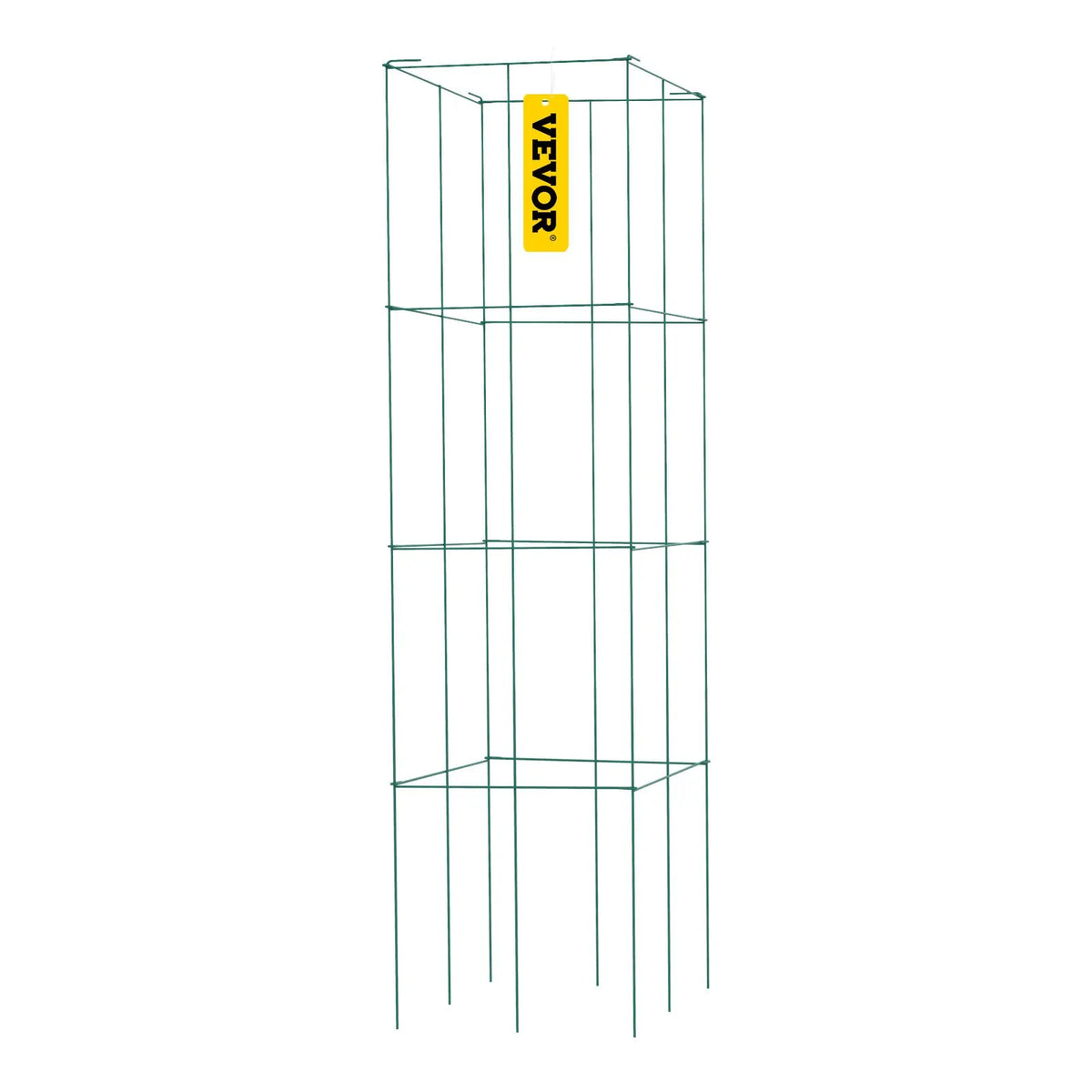 Tomato Supports, 30 x 30 x 117 cm, 10 Sets Square Plant Support Grid, Green PVC Coated Steel Towers for Climbing Vegetables, Plants, Flowers and Fruits