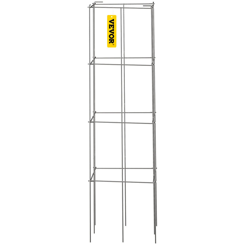 Tomātu balsti, 30 × 30 × 117 cm, 10 gab. kvadrātveida augu atbalsta konstrukcijas, sudraba PVC pārklāts tērauds, torņi kāpšanas dārzeņiem, augiem, ziediem un augļiem