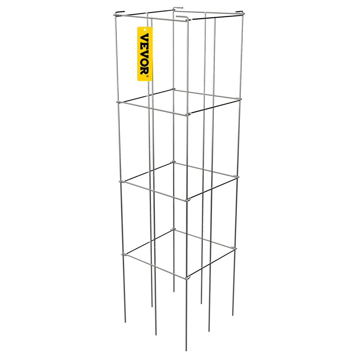 Tomato Supports, 30 × 30 × 117 cm, 10 pcs Square Plant Support Structures, Silver PVC Coated Steel, Towers for Climbing Vegetables, Plants, Flowers and Fruits