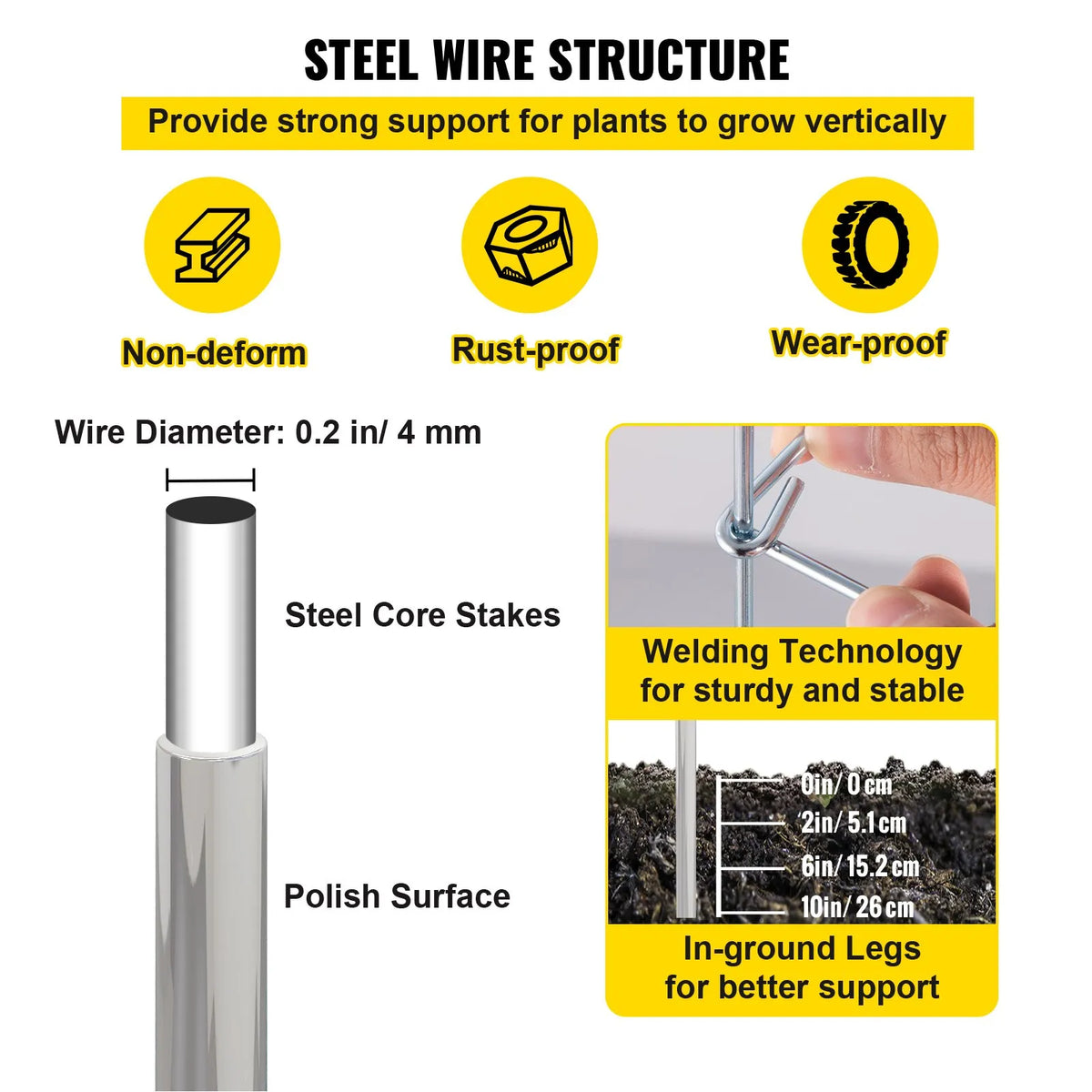 Tomato Supports, 30 × 30 × 117 cm, 10 pcs Square Plant Support Structures, Silver PVC Coated Steel, Towers for Climbing Vegetables, Plants, Flowers and Fruits