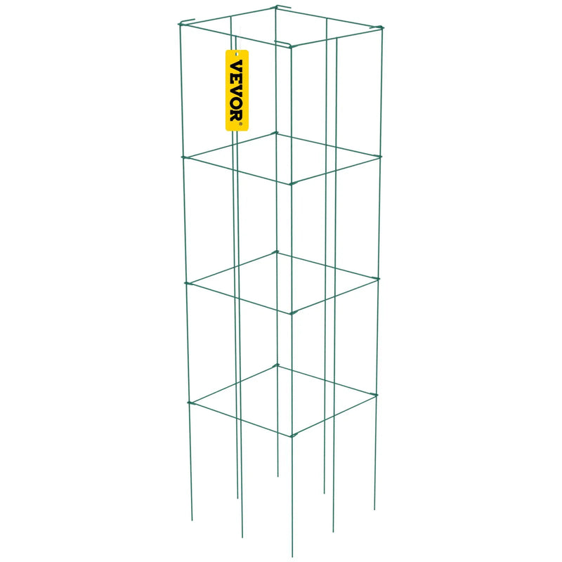 Tomātu balsti, 30 × 30 × 117 cm, 5 gab. kvadrātveida augu atbalsta konstrukcijas, zaļš PVC pārklāts tērauds, torņi kāpšanas dārzeņiem, augiem, ziediem un augļiem