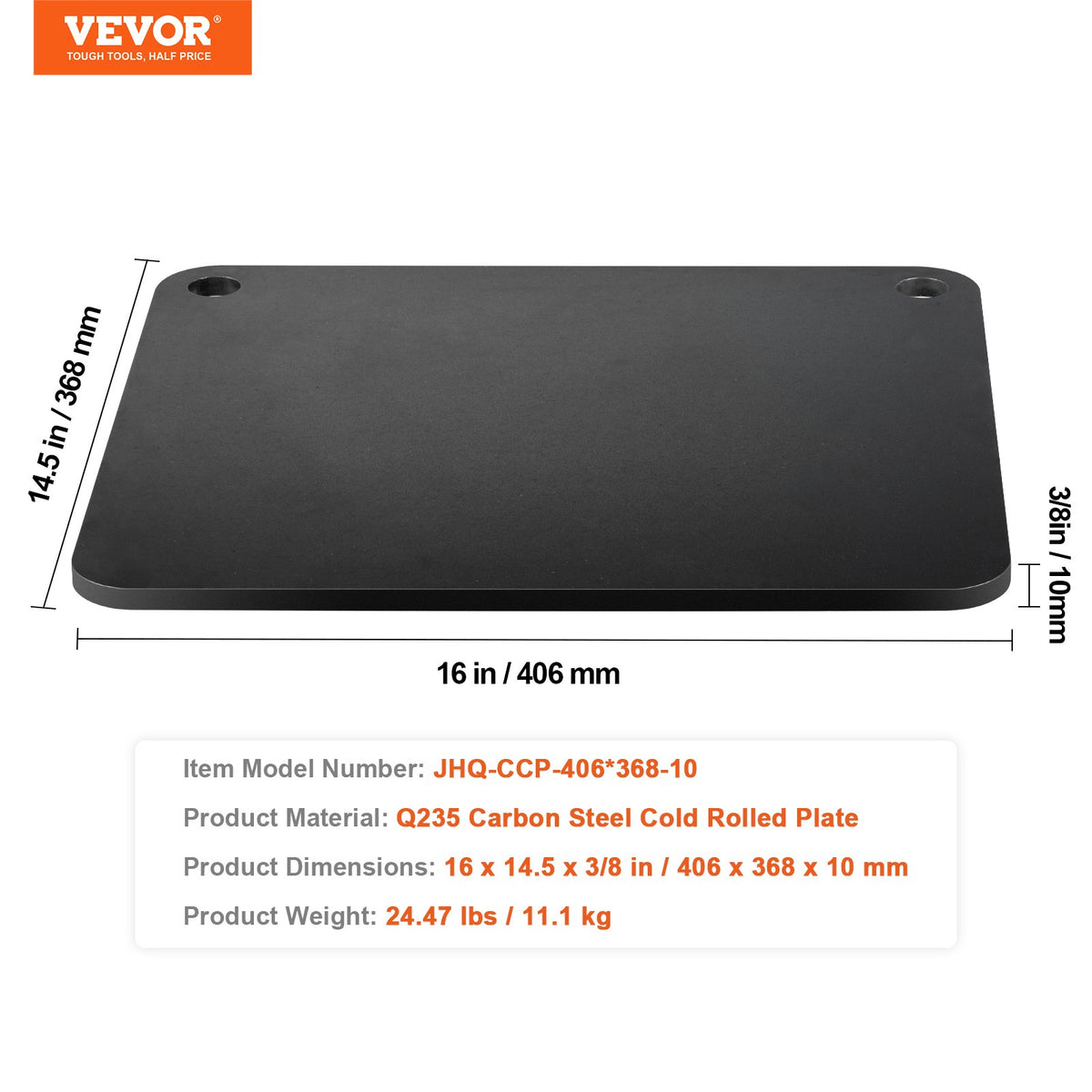VEVOR Carbon Steel Pizza Peel 40.6 × 36.8 × 1 cm, Pre-Oiled, for Ovens and Grills