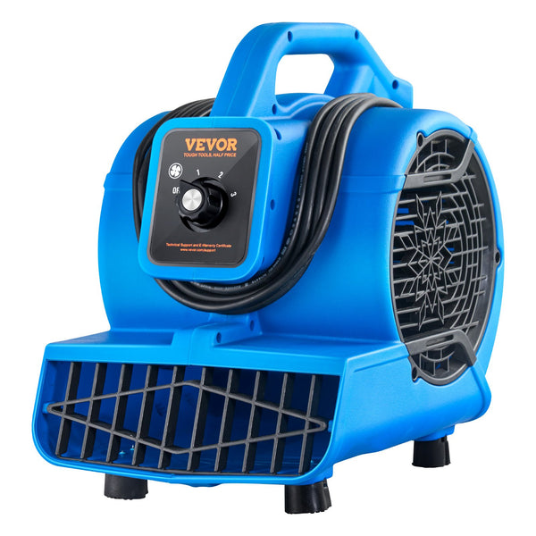 VEVOR grīdas ventilators, 1360 apgr./min, 1020 m³/h gaisa plūsma, ar 4 pūšanas leņķiem un 3 ātrumiem
