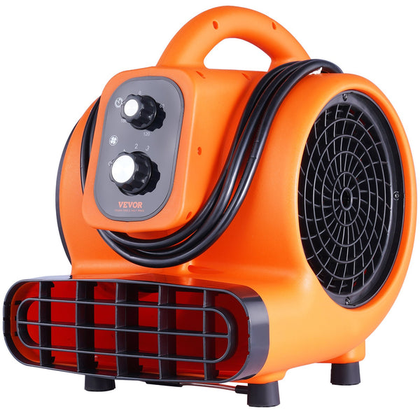 VEVOR grīdas ventilators, 1380 apgr./min, 1700 m³/h gaisa plūsma, ar 4 pūšanas leņķiem un 3 ātrumiem