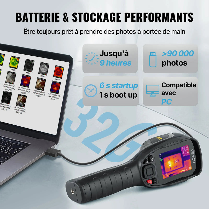 VEVOR infrasarkanā termokamera, 240 × 180 IR izšķirtspēja, 7,1 cm LCD ekrāns